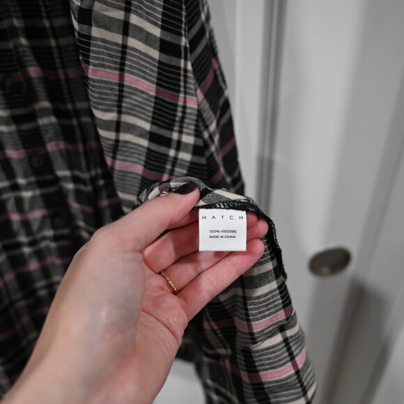 HATCH Small Alyssa Plaid Button Front Shirt Dress Midi Maternity - Picture 6 of 12